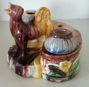 Pretty/Old Majolica Palissy Inkwell with a Dog, Nice and RARE - Picture 1 of 12