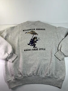 Vintage Y2K Jerzees Super Sweats Millennium Madness Pirate Mardi Gras Crew Neck - Picture 1 of 10