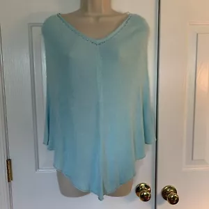 Women's Knit Poncho Cape Shawl Wrap Shoulder Baby Blue One Size Fits All - Picture 1 of 7