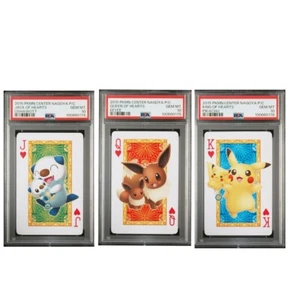 PSA 10 2015 POKEMON CENTER NAGOYA PLAYING CARDS HEARTS PIKACHU OSHAWOTT EEVEE - Picture 1 of 10