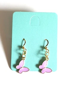 🦋Sweet Purple Enamel Butterfly Gold Plated Earrings🦋 - Picture 1 of 8