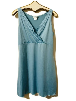 Delta Burke Camisón 1x Azul Claro Sin Mangas Corto Elástico Corto Foto 1 de 4