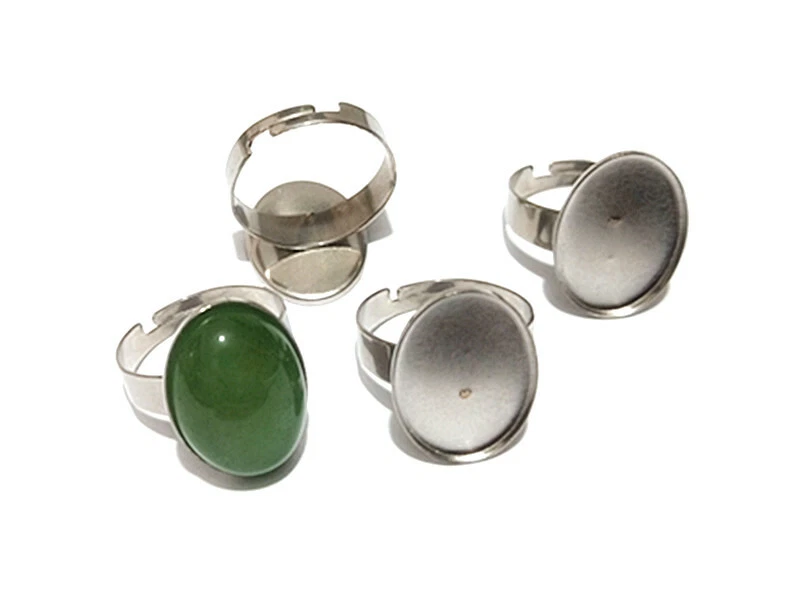 2pz base per anello regolabile 17mm (castone ovale 18x13mm) acciaio inox bijoux - Immagine 1 di 1