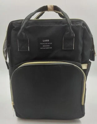 LAND Large Capacity Practical Black Travel Diaper Bag Backpack Waterproof 16x10 - Image 1 of 4