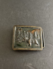Vintage 1976 Metal Craft Brass Belt Buckle Indiana and Mountains Froz'n'Color