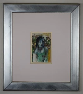 Portrait of a woman. Watercolour by listed artist Albert du Mesnildot, 1973 - Picture 1 of 10