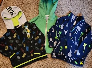 🔥 Lot Toddler Boys 3t/4t Zip Up Sweaters Old Navy Marvel Guitars Hoodies Used