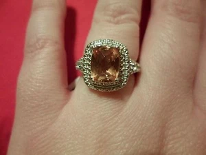 Champagne Quartz Ring w/White Topaz Accents in Platinum Overlay-Size 7-3.11 CTW - Picture 1 of 6