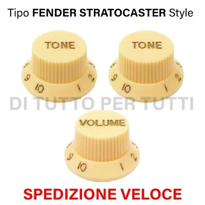 Manopole per FENDER STRATOCASTER chitarra Potenziometro Volume Tone Aged White - Immagine 1 di 3