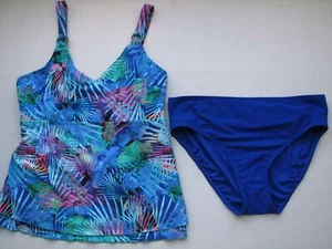 Christina Swimsuit Underwire D Cup Tankini Tropical Palm Swim Bathing Suit 10 - Picture 1 of 12