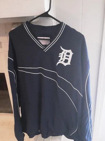 Detroit Tigers MLB Pullover Jacket Windbreaker Genuine Merchandise Navy Mens 2XL Cover