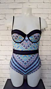 NEU Free Society Bustier Badeanzug Aztekenmuster Größe UK 10 EU 38 B2 - Bild 1 von 3