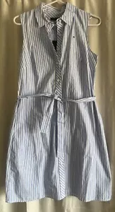 tommy hilfiger women dress size 6 sleeve less spring summer stripes - Picture 1 of 5