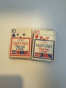 VINTAGE HOYLE PLAYING CARDS POKER GIANT FACE FLAG MODEL #6651 LOT OF 2 - Picture 1 of 7