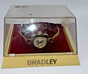 Bradley Mickey Mouse Watch Disney Swiss Made Rare Bangle Bracelet #10 Gold New - Picture 1 of 13