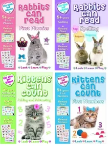 NEW x 4 age 5 + PHONICS SPELLING NUMBERS ADDING SUBTRACT Too cute for school - Picture 1 of 1