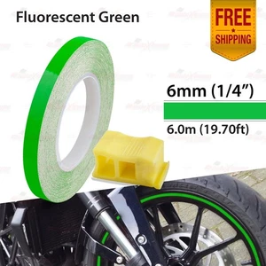 FLUORESCENT GREEN 1/4" 6mm Pin Stripe Wheel Rim SINGLE SOLID Line Vinyl STICKER - Picture 1 of 7