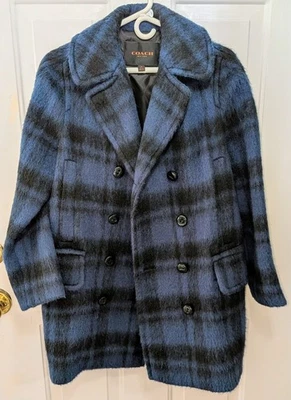 Bonito ABRIGO COACH Mujer Azul/Negro PEA Mezcla Lana y Alpaca Talla XS Foto 1 de 4