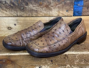 Zapatos Mezlan Platino Para Hombre Talla 10 US Marrón Cuero Avestruz Mocasines España Vestido - Imagen 1 de 11