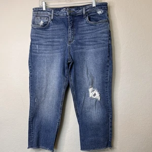 Kut from the Kloth Straight Leg Denim Cotton Size 14 Blue Distressed - Picture 1 of 15