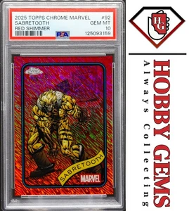 SABRETOOTH PSA 10 2025 Topps Chrome Marvel Red Wave Refractor #92 1/5 - Picture 1 of 2