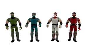 Ninja Battle Play Set Rosso Bianco Verde Blu 4" Action Figure di Toy Box Ottime Condizioni - Foto 1 di 12