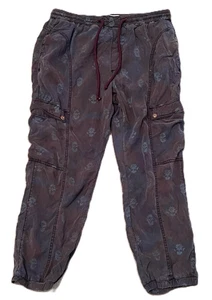 Anthropologie Cargo Jogger Pants Large Floral Print Drawstring Streetwear - Picture 1 of 11