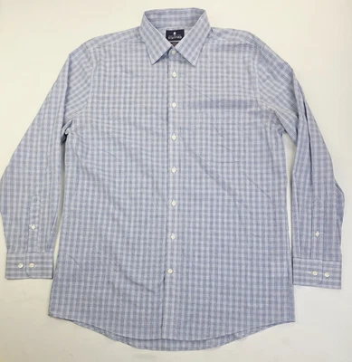 Camisa Stafford ajustada talla 16,5 34-35 para hombre blanca azul negra a cuadros manga larga Foto 1 de 4