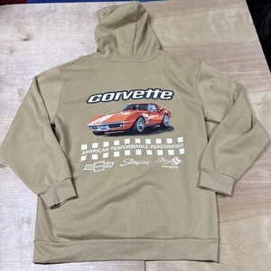 Sudadera con Capucha Chevrolet Corvette Para Hombre Grande Beige Cremallera Completa Logo Gráfico En la Parte Trasera Nueva Con Etiquetas - Imagen 1 de 15