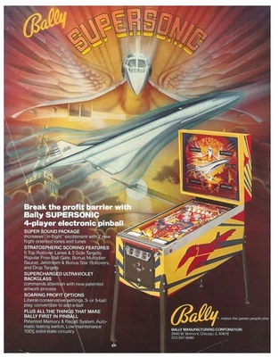 Supersonic Pinball by Bally Flyer / Brochure / Ad - Hard to Find / - Image 1 of 2
