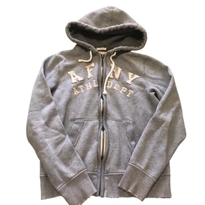Abercrombie Fitch Hoodie Mens M Gray Muscle Full Zip Heavy Logo 92 VTG Y2K Flaw - Picture 1 of 6