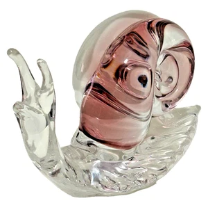 Vintage Art Glass Murano snail figure pink white - Picture 1 of 6