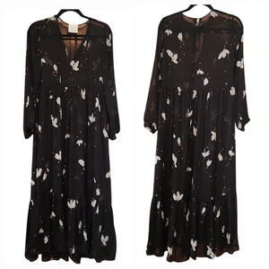 Vestido Forte Forte Mahonia Estampado Gasa Seda, Transparente, Manga Larga Floral Talla 0 - Imagen 1 de 16