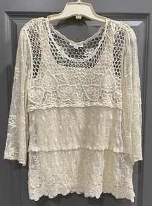 Womens Dressbarn Top Blouse ~ size Medium ~ Ivory Color - Picture 1 of 9
