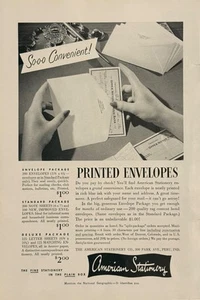 1951 The American Stationery Co Print Ad Printed Envelopes Black and White - Picture 1 of 1