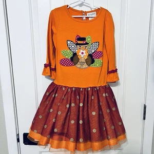 Emily Rose Mädchen Thanksgiving Kleid, orange, Türkei, Spitze/Tutu Größe 8 - Bild 1 von 6