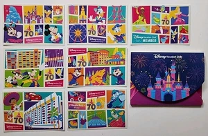 Disneyland 70th Disney Vacation Club DVC Member Full Set Of 7 Postcards & Sleeve - Picture 1 of 5
