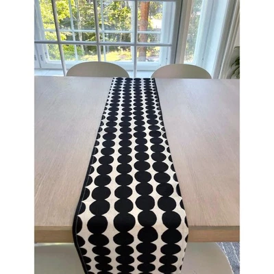 Marimekko Fabric Table Runner, Polka Dot Cotton Linen Tablecloth, Scandinavian - Image 1 of 4