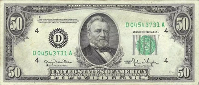 $50 1950 Small Size Federal Reserve Note 2107-D - Image 1 of 2