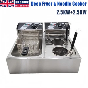 2 IN1 Electric Deep Fryer Commercial Pasta Cooker W/ Basket Electric Fryer 2.5KW - Picture 1 of 10