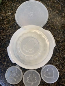 Set 7 pezzi vintage con coperchio TUPPERWARE JEL-N- SERVE gelatina insalata gelatina MOLD - Foto 1 di 7