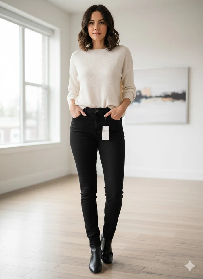 NWT Curve Appeal Jeans Wide Leg High Rise Y2K 90s Minimalist Comfort Blue 10/30 - Image 1 of 4