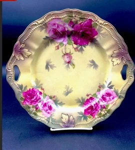 CT Carl Tielsch German Porcelain 10.5” Floral 2 Handled Serving Platter - Picture 1 of 9