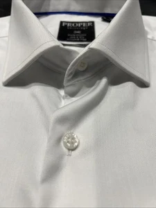 Camisa de vestir blanca de negocios Proper Shirtings 16,5 34/35 ajuste contemporáneo - Imagen 1 de 12