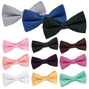Mens Boys Bow Tie Woven Greek Key Geometric Wedding Pre-Tied Bowtie by DQT - Picture 1 of 38