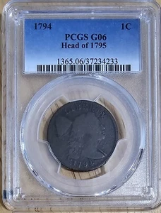 1794 Liberty Cap Large Cent (Head of 1795) - PCGS G-06 - Picture 1 of 2