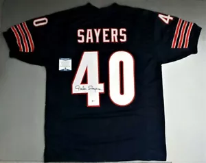 GALE SAYERS SIGNED CUSTOM PRO STYLE XL CHICAGO JERSEY, BECKETT COA #G46354 - Picture 1 of 4