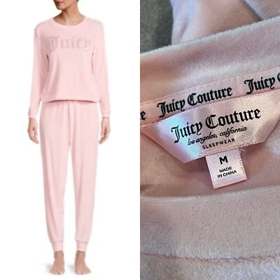 Juicy Couture Pink 2pc Studded Velour Sleepwear/Pajama/Loungewear Set Size M - Image 1 of 4