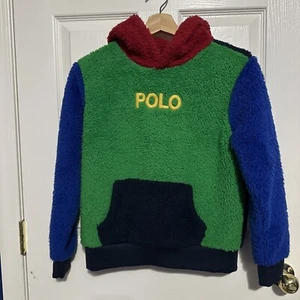 Polo Ralph Lauren Toddler Boys Sherpa Fleece Hoodie Colorblock Sz M 10/12 - Picture 1 of 10