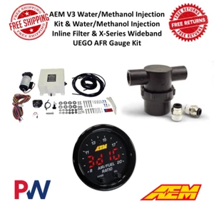 AEM V3 Water / Methanol Injection Kit & Injection Filter & AFR Wideband Gauge - Picture 1 of 12